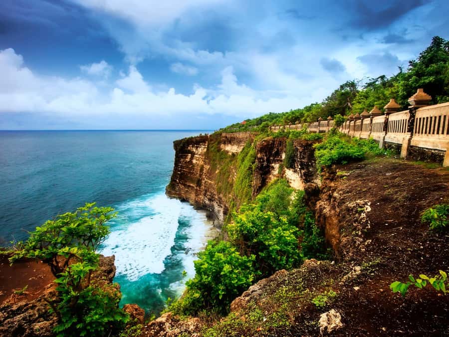 Bali: Uluwatu Temple, Kecak Dance, and Jimbaran Dinner Tour - Uluwatu Temple above the Indian Ocean