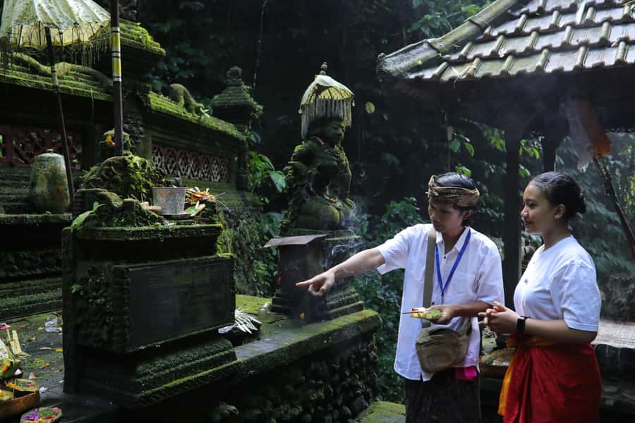 Balinese Purification at holy water temple with Local - Walking down to Sebatu’s holy springs