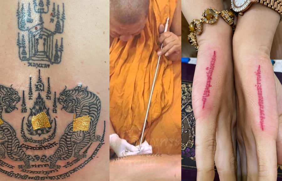 Bangkok: Hand Poked Thai Tattoo Guide at Wat Bang Phra - Choosing a Sak Yant design at the temple