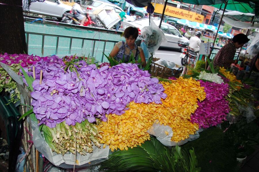 Bangkok Twilight : Hidden Canal, Big Buddha & temple - Flowers, food, and a short market stop