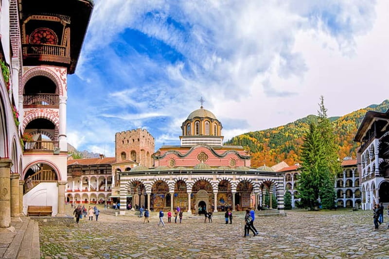Boyana Church & Rila Monastery Full-Day Private Tour - Rila Monastery and its black-and-white courtyard