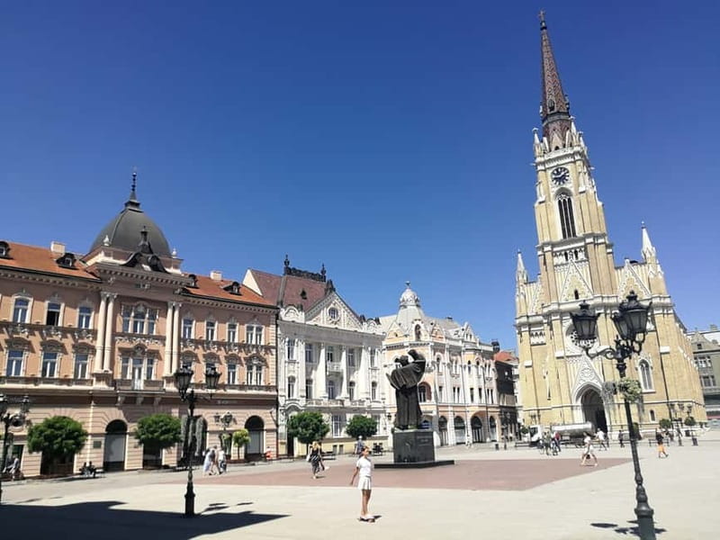 From Belgrade: Novi Sad & Fruska gora & winery and monastery - Sremski Karlovci, fountains, and a Serbian school