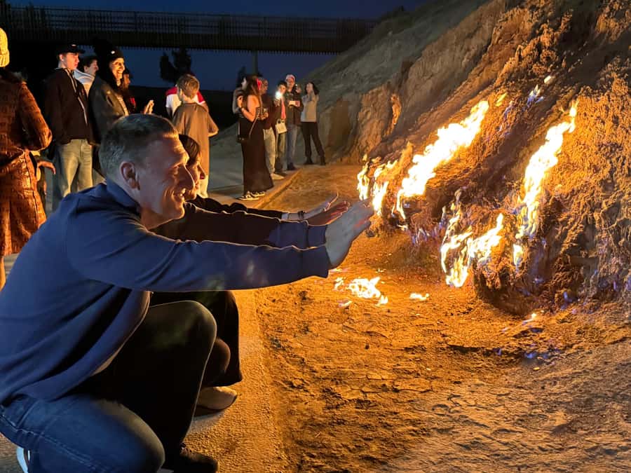 Gobustan & Mud, Fire Temple, Burning Mountain, H.A. Center - Yanar Dag keeps the fire theme alive