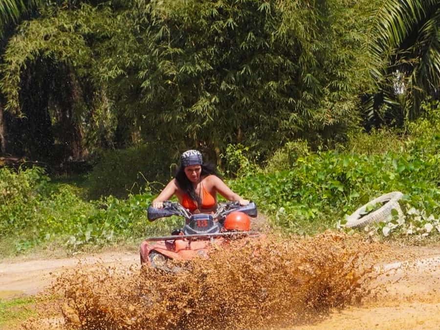 KhaoLak:ATV, ZipLine, & Rafting Adventure Monkey Cave Temple - A 30-minute ATV ride through green country
