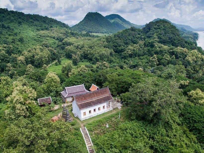 Luang Prabang: Pottery Workshop & Wat Chomphet cycling Tour - Wat Chomphet and the view back toward Luang Prabang