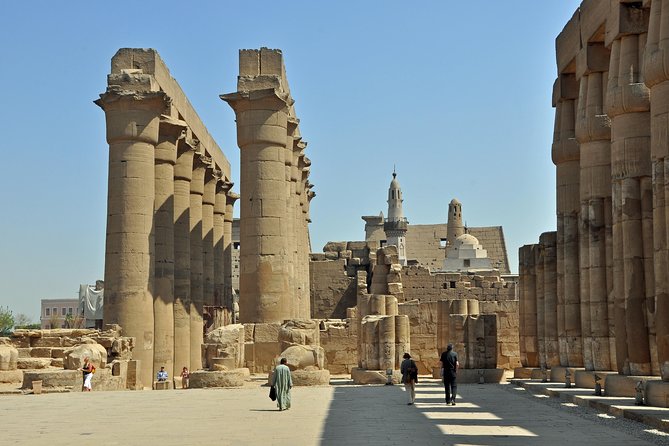Luxor East and West Bank: Valley of the kings, Habu Temple,Karnak&Luxor Temples - Luxor Temple after sunset-colored stone