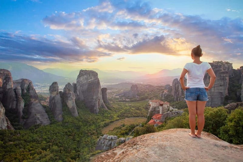 Meteora: Sunset Small Size Tour with Monastery & Caves visit - The first viewpoints reveal how Meteora was built
