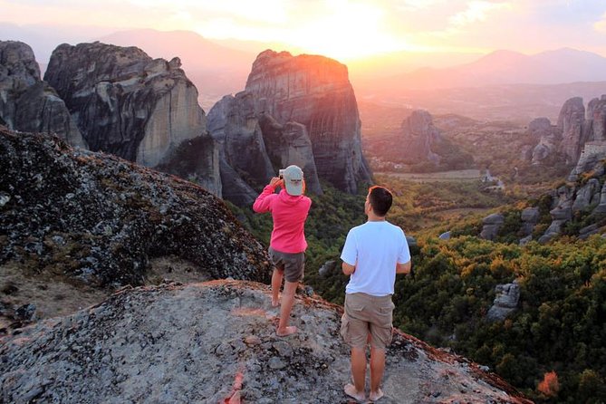 Meteora Sunset with Monastery & Hermit Caves Tour in Small Group - Great Meteoron, Varlaam, and Roussanou from the road