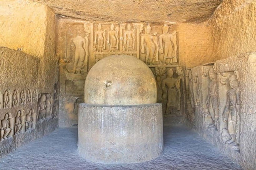 Mumbai: Buddhist Kanheri Caves with Golden Pagoda Temple - The Golden Vipassana Pagoda near Gorai Beach