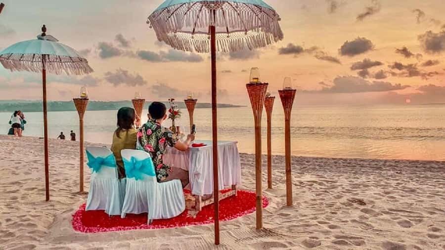 Nusa Dua: Watersports, Uluwatu Temple, and Kecak Dance Tour - Jimbaran Beach seafood by sunset