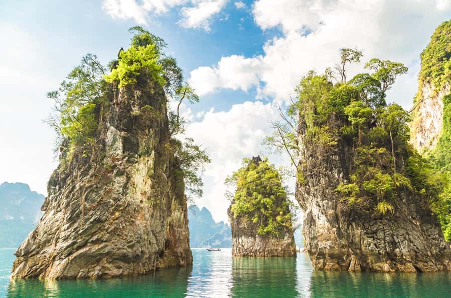 Phuket:Cheow Lan Lake & Kho-Sok,Bamboo Rafting,Monkey Temple - Long-tail boat sights on Cheow Lan Lake