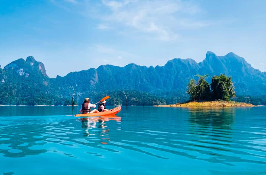 Phuket:Cheow Lan Lake & Kho-Sok,Bamboo Rafting,Monkey Temple - Lunch, kayaking, and swimming at the floating raft house