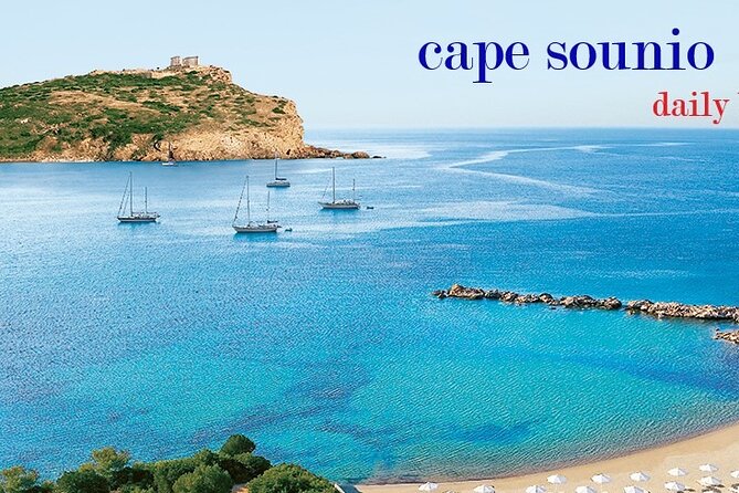 Sunset & swimming at Cape Sounio, Poseidon temple - The Temple of Poseidon at sunset