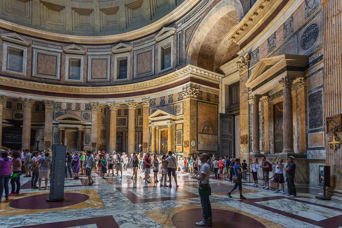 Walking Guided Tour and Rome's Iconic Temple Pantheon Entrance - Inside the Pantheon, look up first
